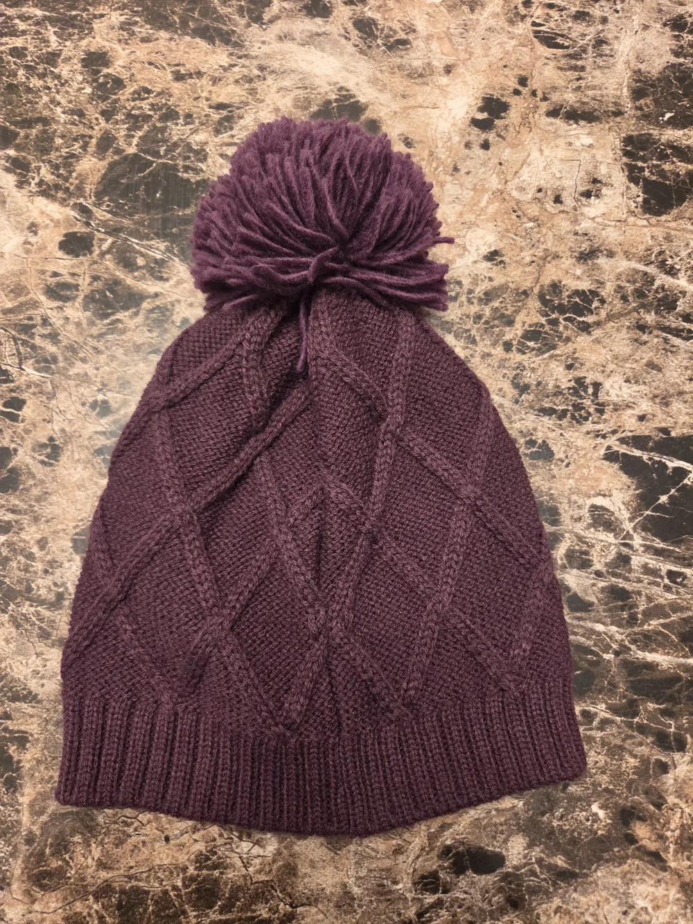 Plum Pom-Pom Knit Beanie and Plum Gloves